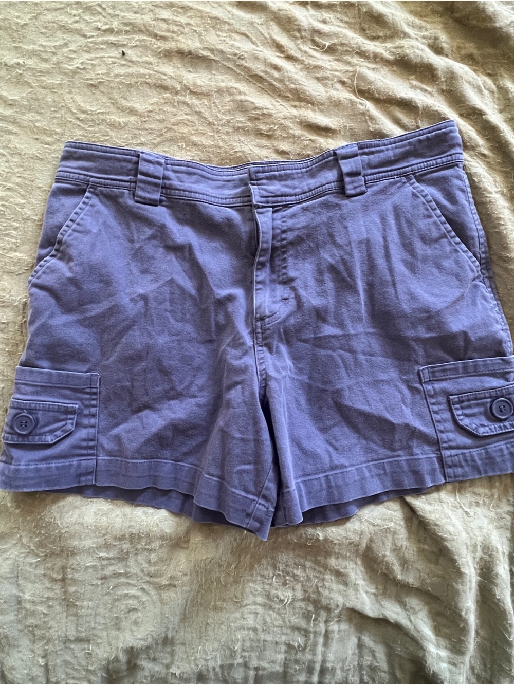 Vintage Y2K Utility Women’s Blue High Waisted Cargo Shorts Size 12 Petite Summer